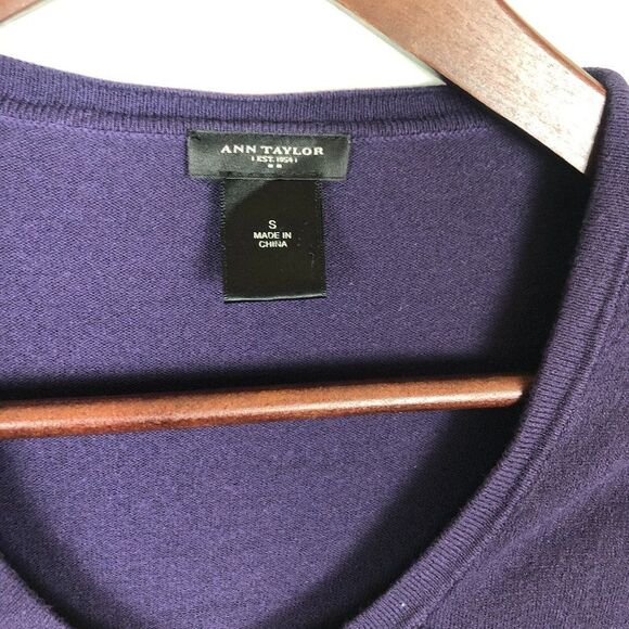 Ann Taylor Purple Ruffle Cardigan Sweater - Picture 3 of 5